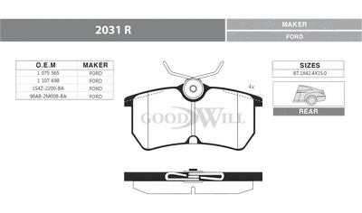 Brake Pad Set, disc brake (2031 R)