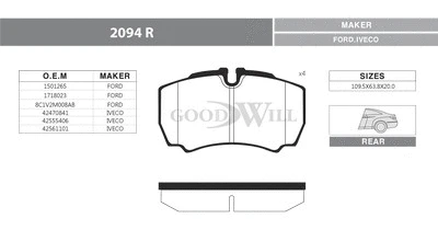 Brake Pad Set, disc brake (2094 R)