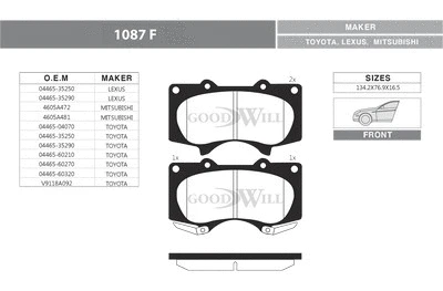 Brake Pad Set, disc brake (1087 F)