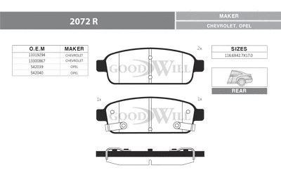 Brake Pad Set, disc brake (2072 R)