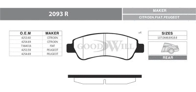 Brake Pad Set, disc brake (2093 R)