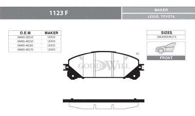 Brake Pad Set, disc brake (1123 F)