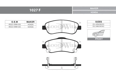 Brake Pad Set, disc brake (1027 F)