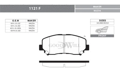 Brake Pad Set, disc brake (1121 F)