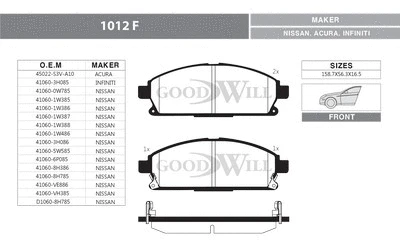 Brake Pad Set, disc brake (1012 F)