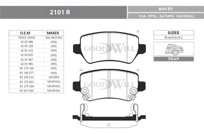 Brake Pad Set, disc brake (2101 R)