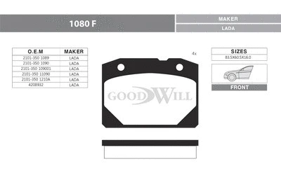 Brake Pad Set, disc brake (1080 F)