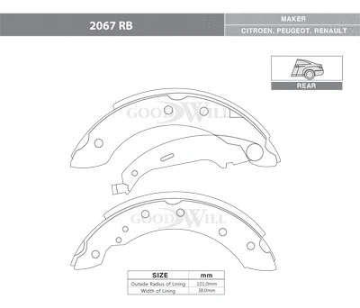 Brake Kit, drum brake (2067 RB)