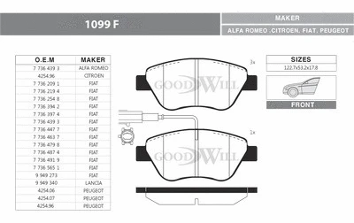 Brake Pad Set, disc brake (1099 F)