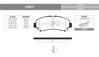 Brake Pad Set, disc brake (1026 F)
