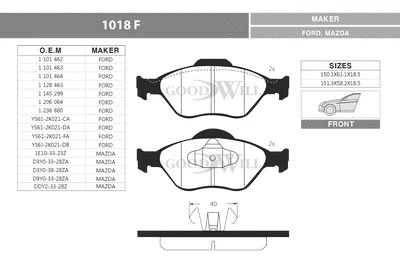 Brake Pad Set, disc brake (1018 F)