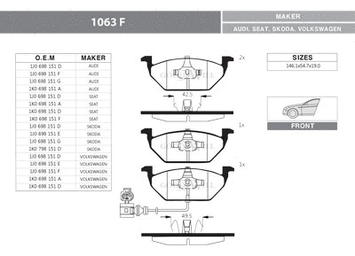 Brake Pad Set, disc brake (1063 F)