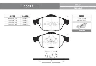 Brake Pad Set, disc brake (1069 F)