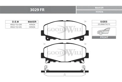 Brake Pad Set, disc brake (3029 FR)
