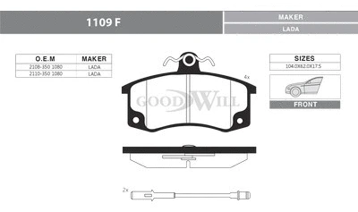 Brake Pad Set, disc brake (1109 F)