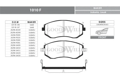 Brake Pad Set, disc brake (1010 F)