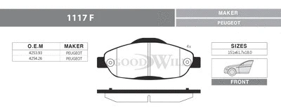 Brake Pad Set, disc brake (1117 F)
