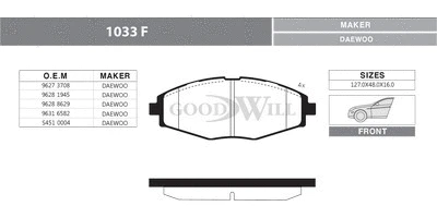 Brake Pad Set, disc brake (1033 F)