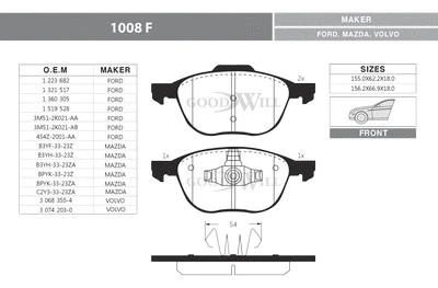 Brake Pad Set, disc brake (1008 F)