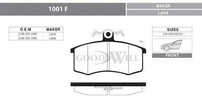 Brake Pad Set, disc brake (1001 F)
