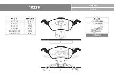 Brake Pad Set, disc brake (1022 F)