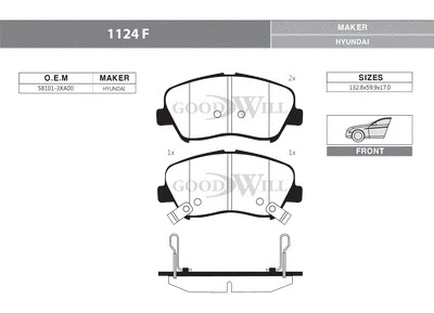 Brake Pad Set, disc brake (1124 F)