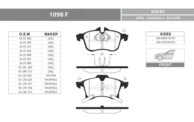 Brake Pad Set, disc brake (1098 F)