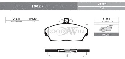 Brake Pad Set, disc brake (1002 F)