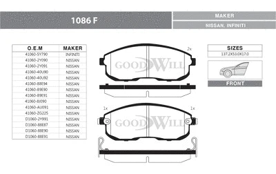 Brake Pad Set, disc brake (1086 F)