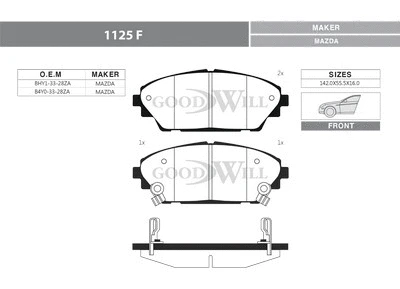 Brake Pad Set, disc brake (1125 F)