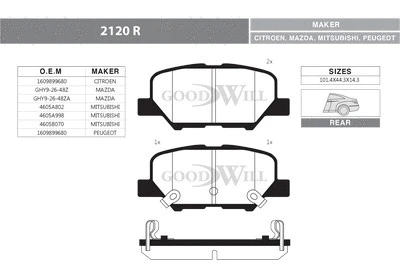 Brake Pad Set, disc brake (2120 R)