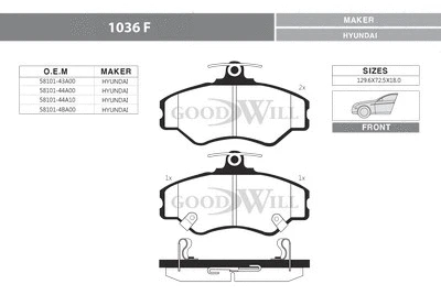 Brake Pad Set, disc brake (1036 F)