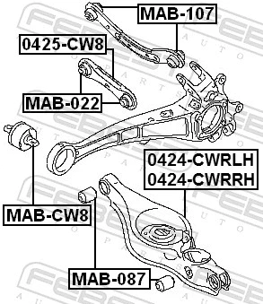 Control/Trailing Arm, wheel suspension (0424-CWRLH)