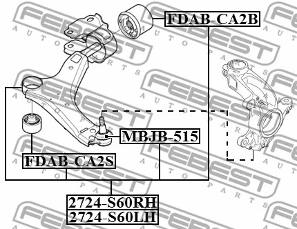 Control/Trailing Arm, wheel suspension (2724-S60RH)