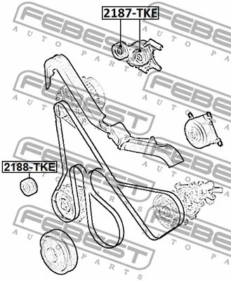 Tensioner Pulley, V-ribbed belt (2187-TKE)