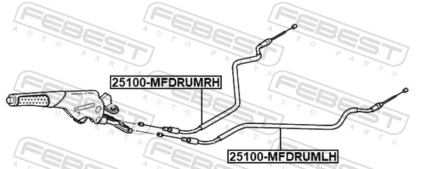 Cable Pull, parking brake (25100-MFDRUMLH)