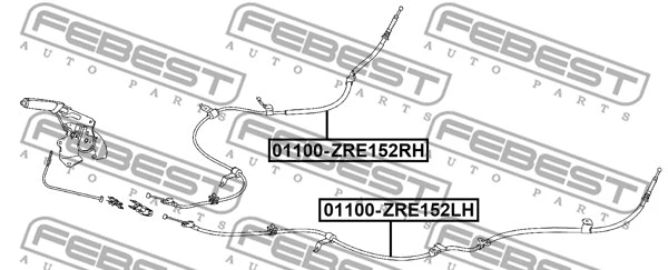 Cable Pull, parking brake (01100-ZRE152RH)