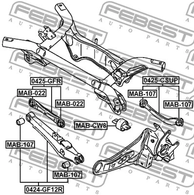 Control/Trailing Arm, wheel suspension (0424-GF12R)