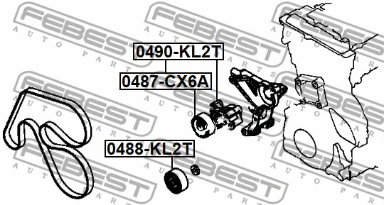 Deflection/Guide Pulley, V-ribbed belt (0488-KL2T)