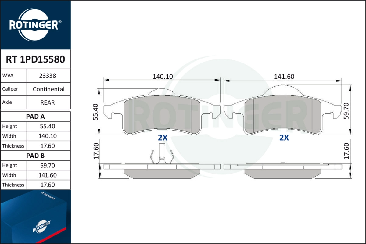 Brake Pad Set, disc brake (RT 1PD15580)