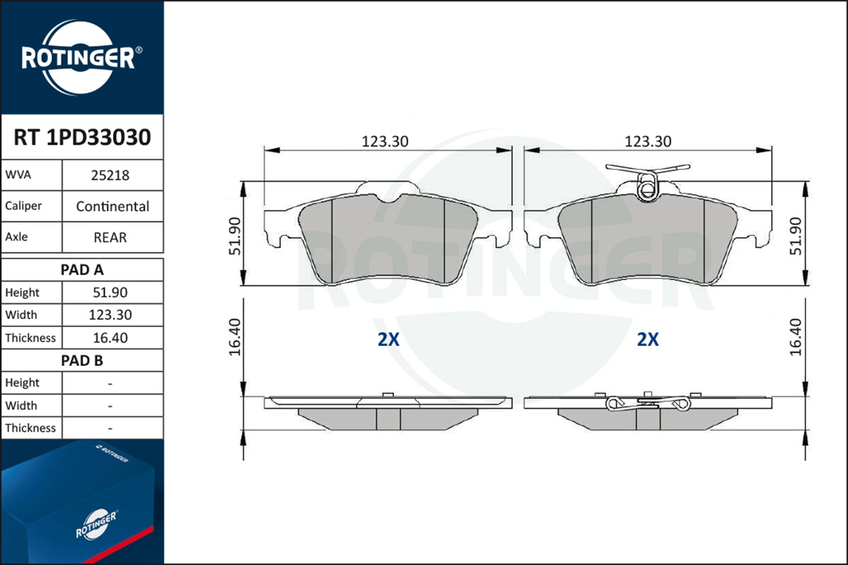 Brake Pad Set, disc brake (RT 1PD33030)