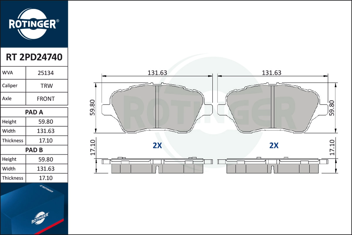 Brake Pad Set, disc brake (RT 2PD24740)