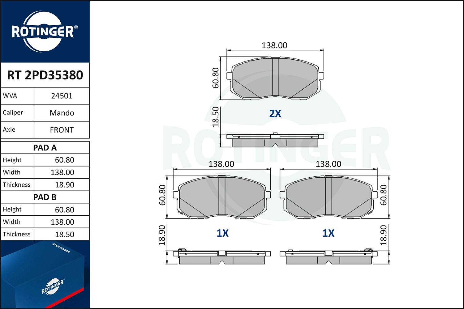 Brake Pad Set, disc brake (RT 2PD35380)