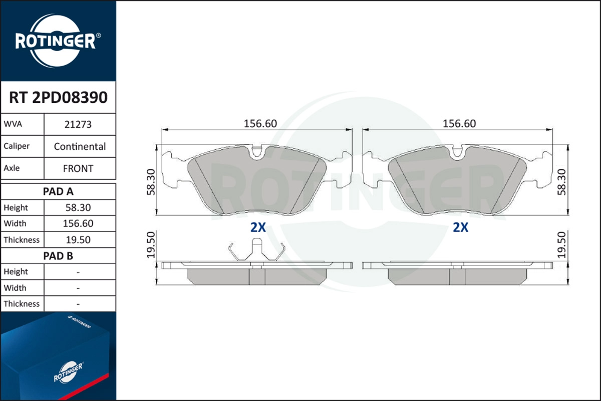 Brake Pad Set, disc brake (RT 2PD08390)