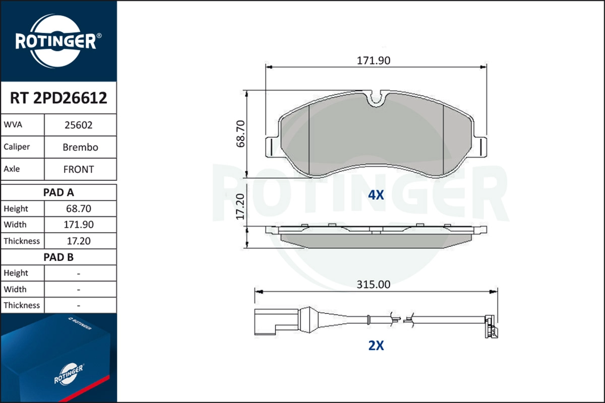 Brake Pad Set, disc brake (RT 2PD26612)