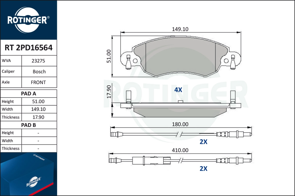 Brake Pad Set, disc brake (RT 2PD16564)