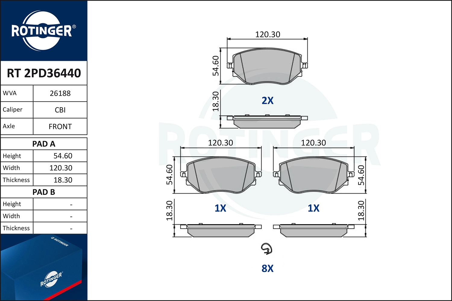 Brake Pad Set, disc brake (RT 2PD36440)