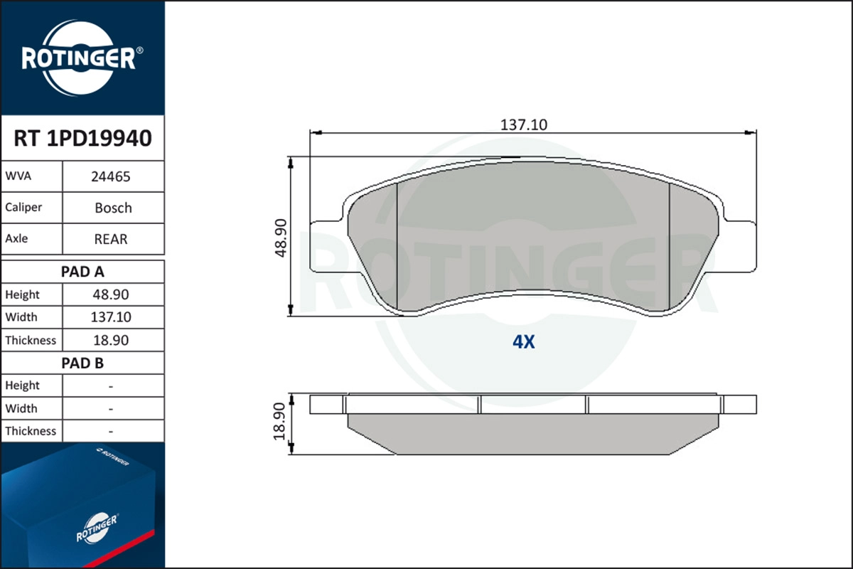 Brake Pad Set, disc brake (RT 1PD19940)