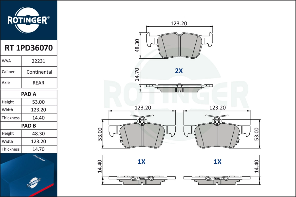 Brake Pad Set, disc brake (RT 1PD36070)