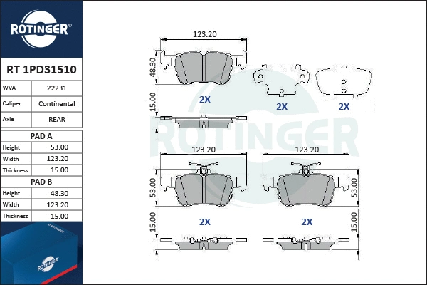 Brake Pad Set, disc brake (RT 1PD31510)